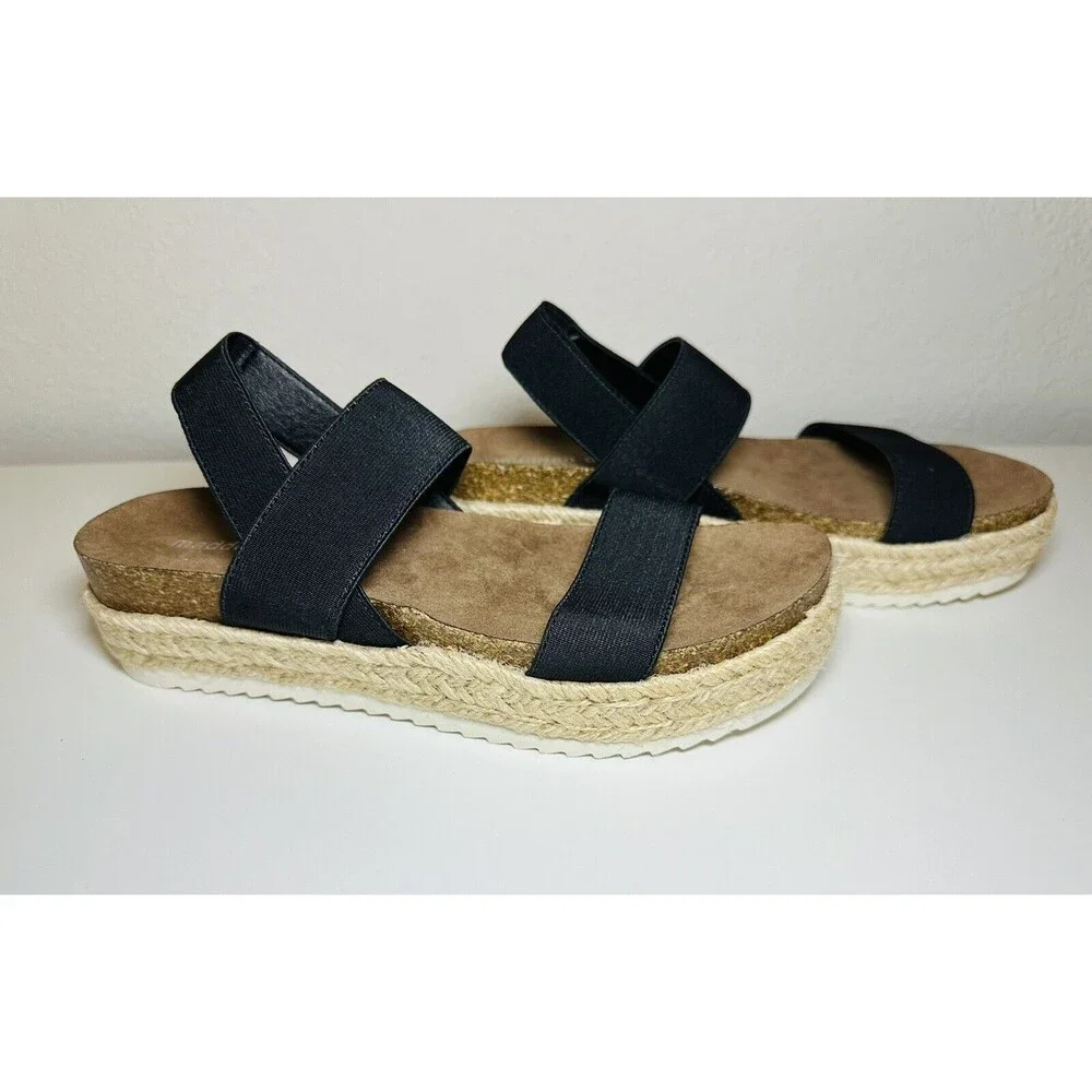 MADDEN GIRL Cassie Black Platform Espadrille Sandals SIZE 8M *NEW*‎